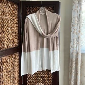 Cyrus large Tan and cream cardigan soft thin classy sweater I just don’t wear